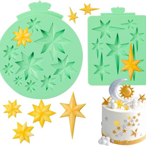 KALAIEN Star Molds Silicone, 2 Pcs Chocolate Mold for Candy Baking - DIY Star Resin Mold (Six/Seven-Pointed)