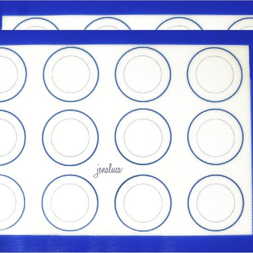 Silicone Baking Mats 2 Pack - Non-Stick Mats with Cookie Measurements Reusable Food Grade Silicone for Cookies, Pastries & Meal Preparation - Non Slip - 16.5 x 11.6