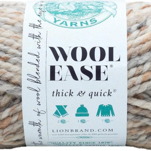 Lion Brand Yarn Wool-Ease Thick & Quick Yarn, Soft and Bulky Yarn for Knitting, Crocheting, and Crafting, 1 Skein, Fossil