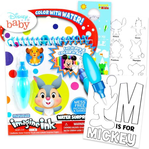 Disney Baby Paint with Water Set for Kids, Toddlers Age 3+ - Bundle with 16 Page Mickey and Friends Mess-Free Water Coloring Book for Ages 3 4 5 6 7 8 and More | Disney No-Mess Arts and Crafts