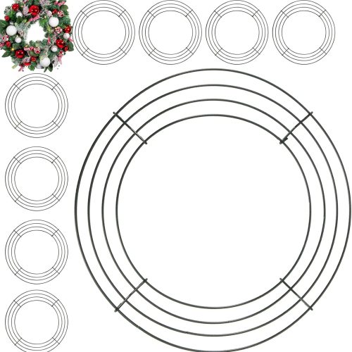 25 Pack 10 Inch Round Metal Wreath Frame Ring, DIY Floral Wire Wreath Form for Wedding Party, Green