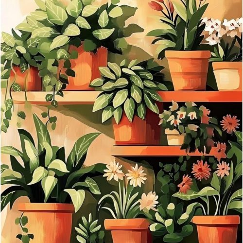 Plant Paint by Numbers for Adult, Paint by Numbers Kit for Adults Beginners, DIY Acrylic Painting on Canvas for Home Wall Art Decor 16x20 Inch