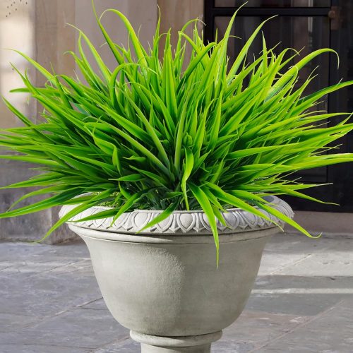 6 Bundles Artificial Outdoor Plants UV Resistant Fake Grass Plants Faux Plastic Plants Greenery Shrubs for Home Garden Pathway Window Box Front Porch Cemetery Spring Summer Decor, Green