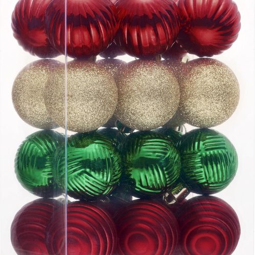 Valery Madelyn 1.6" Small Christmas Ornaments Tree Decorations Set, 24ct Red Green Gold Shatterproof Ball Hanging Ornament Bulk for Xmas Holiday Party Decor