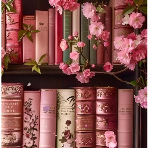Canrichshop Bookshelf Flowers Diamond Art Painting Kits for Adults,Diamond Painting Kits for Beginners 5D Full Drill Diamond Dots,Gem Art Crafts for Adults Wall Decor 12x16inch