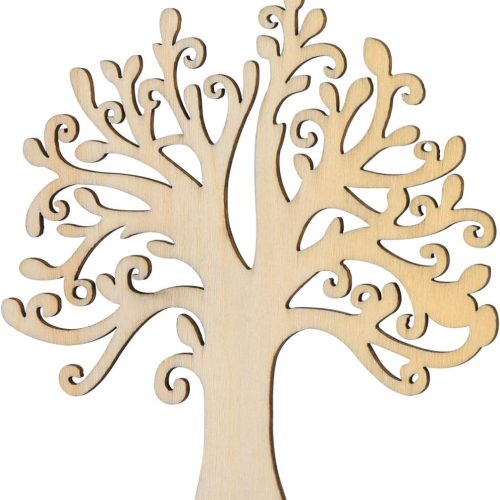 10Pcs Blank Wooden Tree Embellishments for DIY Crafts, Wooden Ornaments Unfinished Painting Wood Crafts