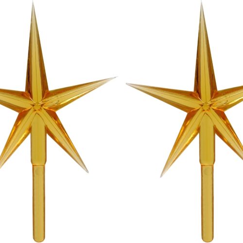 1 Gold Stars for Ceramic Christmas Tree Lights Plastic Light Decorations - Replacement Parts Christmas Tree Ornaments | 2 Pack
