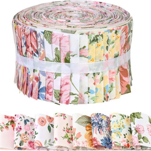 40 Pcs Pink Retro Floral Cotton Jelly Fabric Strips for Quilting Crafting Spring Summer Flower Precut Patchwork for Sewing DIY Crafts 2.55 Inch Cotton Fabric Bundles (Hydrangea)