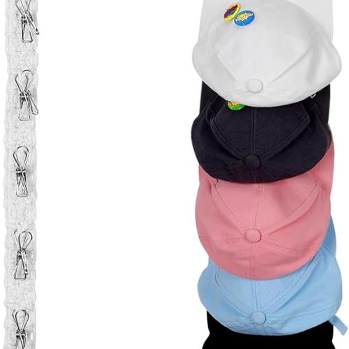Windyun 2 Pcs Boho Hat Rack for Baseball Caps, Holds up to 20 Hats, Macrame Hat Hangers Wall Mounted, Hanging Cap Holder over Door for Caps Decoration and Display