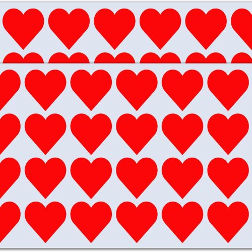 1 1200 Pack, 1" Red Heart Stickers Labels - 50 Sheets