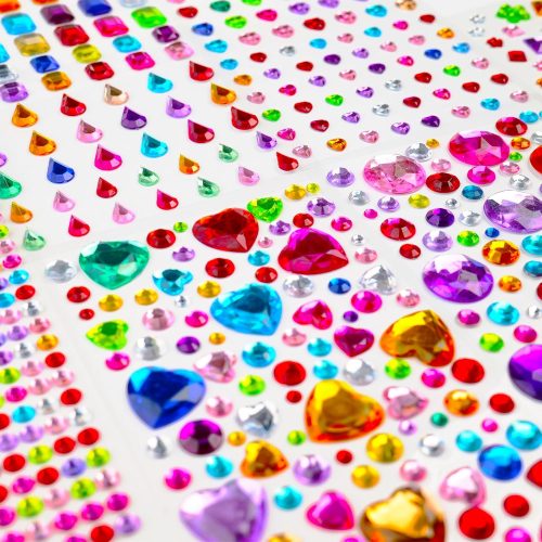 1 3500pcs Gem Stickers Jewels for Crafts,12 Sheets Rhinestone Stickers for DIY Craft,Stick on Gems Rhinestones for Crafts, Kids Art Supplies (Self-Adhesive Sparkle Jewels)