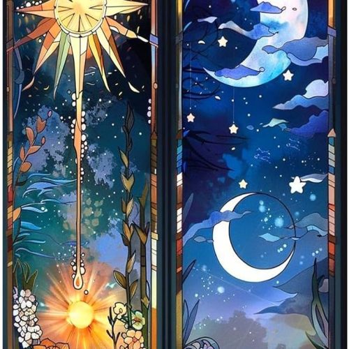 1 Large Diamond Art Kits for Adults - Sun and Moon Diamond Painting Kits for Adults, 5D Round Full Drill Moon Gem Art Paint by Diamonds Pictures DIY Crafts Kits 16x28inch