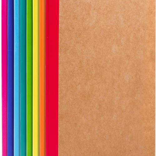 1 feela 8 Pack Composition Notebooks Bulk, Kraft Cover Lined Blank College Ruled Composition Travel Journals with Rainbow Spines For Women Students Business, 60 Pages, 8.3”x 5.5”, A5, 8 Colors