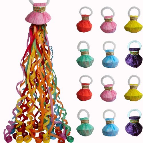 1 12Pack Hand throw Streamer Poppers 6 Color Mix No Mess Confetti Poppers,Party Poppers No Mess Streamers Easy to Clean Ideal for Celebrations Birthday and Festival