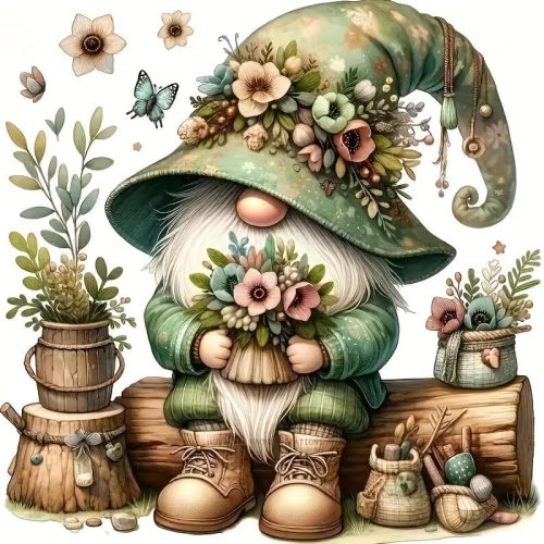 1 JFYHAB DIY 5D Gnome Diamond Painting Kits for Adults Diamond Art Gnome Flowers Diamond Painting Full Drill Crystal Rhinestone Embroidery Craft Kits for Home Wall Decor Gifts, 12x12inch