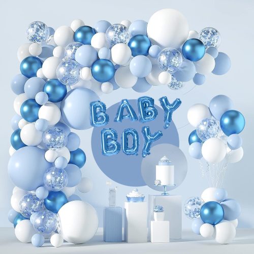 1 Blue And White Balloon Arch Garland Kit - Baby Boy Balloons Arch Different Sizes 5 12 18 Inch Blue White Balloons for Boys Baby Shower Decorations Birthday Engagement Party Gender Reveal Decor