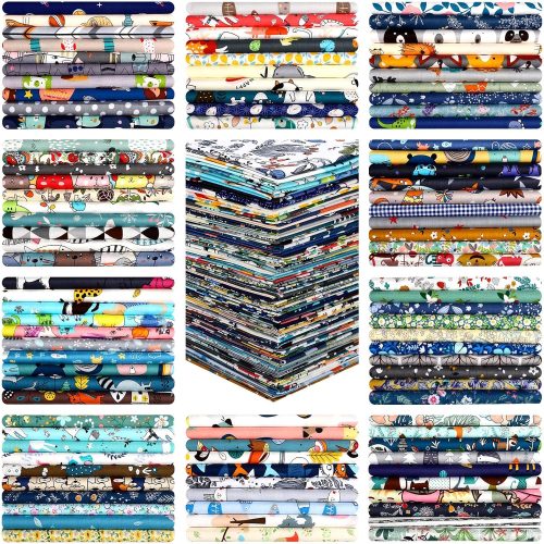 1 Oudain 100 Pcs 10 x 10 Inches Cotton Fabric Squares Bulk Floral Fabric Scraps Precut Fat Squares Material for Sewing Sheets for DIY Craft Scrapbooking Quilting Patchwork Clothing(10 Inch,Cute)