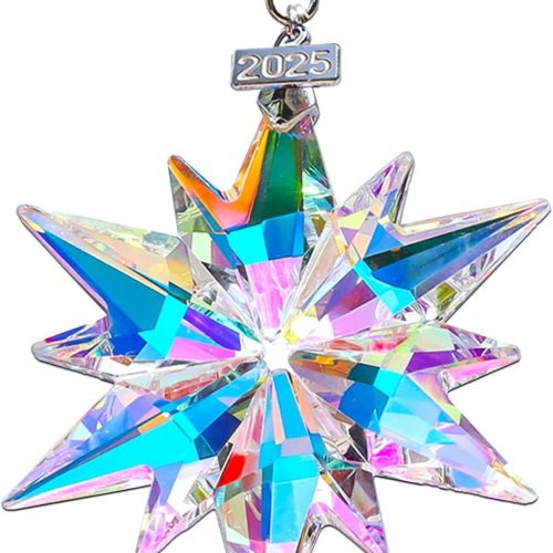 1 2025 Annual Christmas Ornaments Crystal Snowflake Star, Sparkly Crystal Ornaments for Christmas Tree, Beautiful Christmas Ornaments for Women Girls