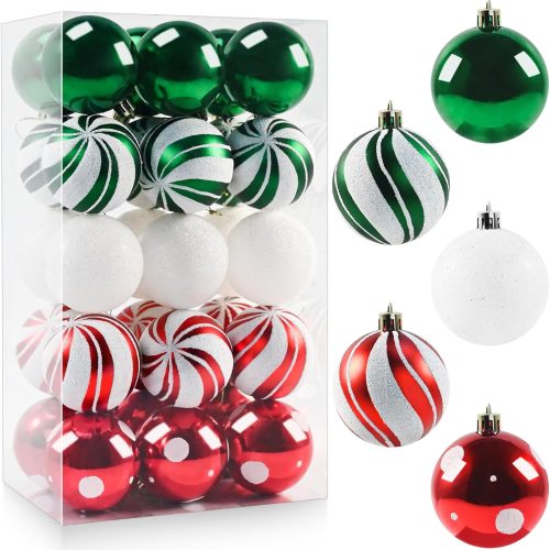 1 Christmas Balls Ornaments for Xmas Tree- 30Pcs Shatterproof Christmas Tree Decorations, 2.36" Hanging Balls Muti-Color Xmas Ball Ornaments Set for Holiday Party Decoration Perfect Super Bulbs