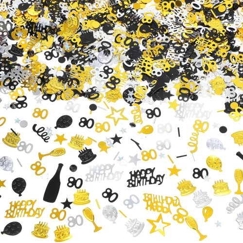 1 Hungdao 3000 Pieces Table Confetti Happy Birthday Cake Foil Metallic Sequins Confetti for Table Cake Party Decoration Anniversary DIY Craft Supplies(80th)