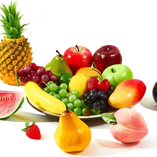1 vensovo 20 PCS Faux Fake Fruit Decorations - Realistic Artificial Fruits for Home Kitchen, Plastic Assorted Apple Bananas Great for Photography Prop Wedding Decoration