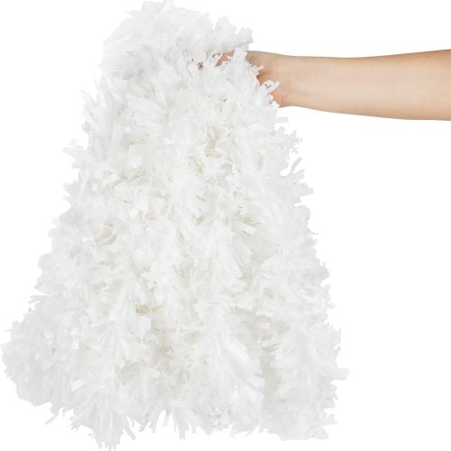 1 KIMOBER 32.8 Ft Christmas Tinsel Garland,White Metallic Garland with Snowflake for Christmas Tree Xmas Party Decorations