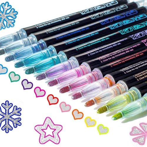 1 Stocking Stuffers Teen Girls: 12 Glitter Markers Christmas Gifts Teens Outline Glitter Pens Shimmer,Tween Teen Girl Gifts Trendy Stuff,Art Supplies Kids 6-8 9-12 10-12,Arts Crafts Kids Ages 8-12 Cute