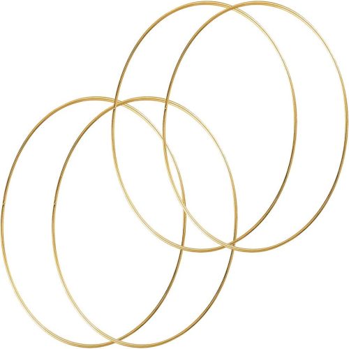 HOHIYA 4 Pcs 24 Inch Metal Floral Hoop Large Gold for Macrame Craft Wreath Rings Dream Catcher Wall Hanging 5mm Wire Taiwan Made
