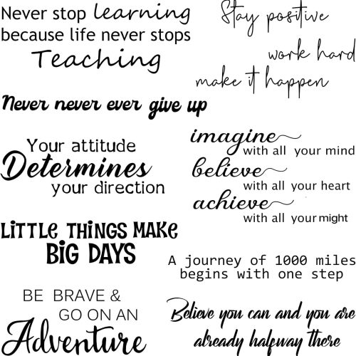 9 Pcs Inspirational Vinyl Wall Decal Stickers Motivational Quote Peel and Stick Positive Saying Wall Art Large Affirmation Decal Removable Decor for Home Office School Classroom