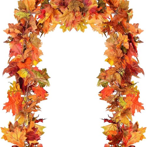 Fall Garland Fall Leaves Garland Outdoor Porch Autumn Decorations Maple Leaf Foliage Garlands for Home Thanksgiving Decor (3 Pcs)
