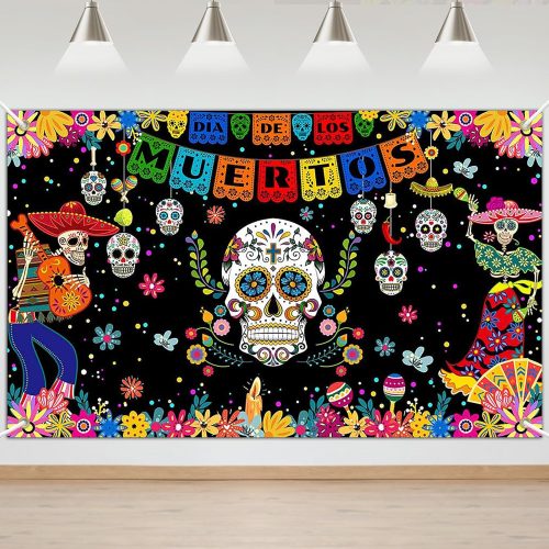 Day of The Dead Backdrop 6x4 ft Dia De Los Muertos Backdrop Mexican Fiesta Sugar Skull Banner Photo Background Day of The Dead Banner Party Decorations