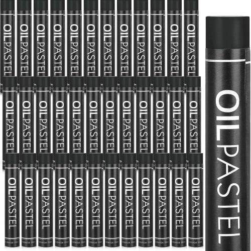 36 Pcs Soft Oil Pastels Bulk Artists Oil Crayons Single Color Creamy Pastels for Art Painting Drawing Blending for Back to School First Day of School Kids Students Artists(Black)
