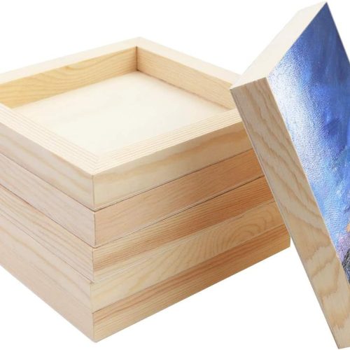 6-Pack of 6 x 6" (15cm x 15cm) Unfinished Square Wooden Painting Panels - Ideal for Drawing, Painting, Pouring, Wood Burning & DIY Arts Crafts Projects
