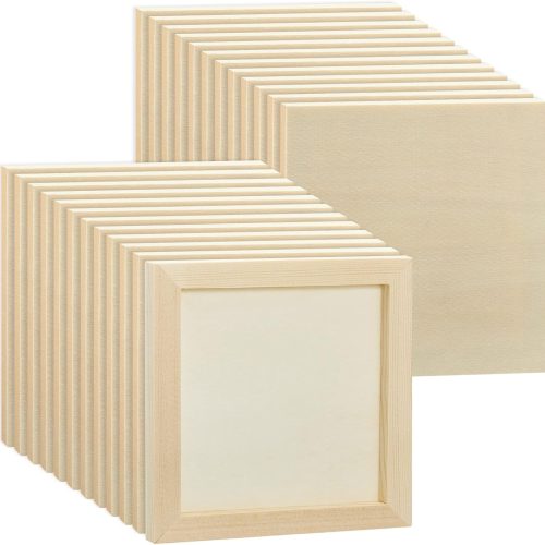 24 Pcs 6x6'' Wood Panel Boards, Unfinished Wood Canvas Panels for Painting Crafts DIY Drawing Pouring Art Projects