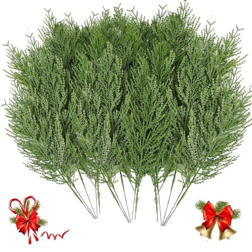 40PCS Evergreen Fake Pine Needles Picks, Artificial Pine Branches for Christmas Tree Filler, Christmas Greenery Stems DIY Accessories for Wreath Making Supplies Holiday Decor
