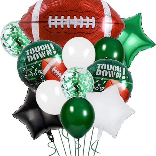Football Party Balloons,27 Inch Football Shape Balloon Mylar Foil Latex Balloon Bouquet for Kids Teenagers Sport Theme Birthday Party Decors, Super Sunday Touchdown Party Decors Supplies