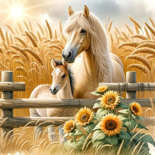 5D DIY Diamond Painting Kits for Adults, Animal Horses And Sunflowers Full Drill Embroidery Cross Stitch Crystal Rhinestone Paintings Pictures Arts Wall Decor Painting Dots Kits 11.8X11.8 inch