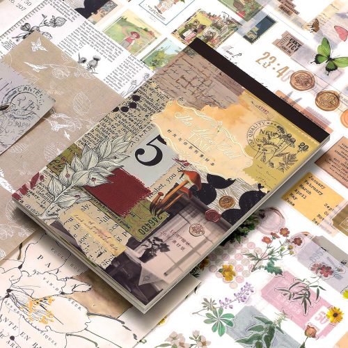 420Pcs Vintage Scrapbooking Stickers Pack, 400Pcs Junk Journal Stickers & 20 Vintage Ephemera Pack Kraft Papers Diary Planner Album Diary Notebook DIY Crafts (Butterfly & Plant)