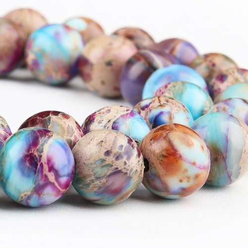 Natural Stone Gemstone Beads for Jewelry Making - Galaxy Sea Sediment Jasper Beads for Bracelets, 6mm Semi Precious Crystal Round Beads(58-60pcs, 6mm)