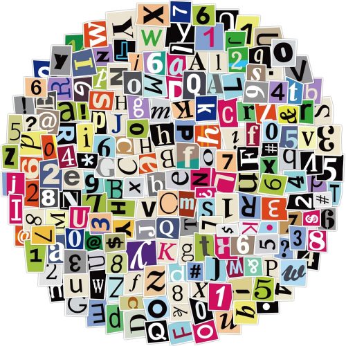 1 200Pcs Alphabet Stickers Waterproof Vinyl Decals for Scrapbooks, Notebook, Classroom Decor, Door, Mailbox, Water Bottle, Laptop - A-Z Letters and 0-9 Numbers