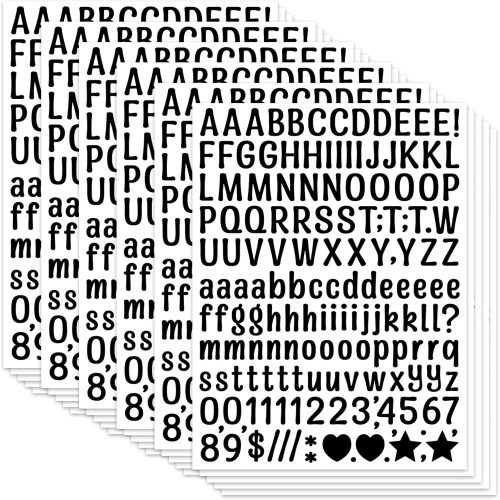 4680 Letter Stickers 30 Sheets Alphabet Stickers 0.5in Vinyl Self-Adhesive Number Alphabet Stickers, Mailbox Numbers Labels DIY Crafts Art Making, Decals for Sign,Notebook (A4,Black)