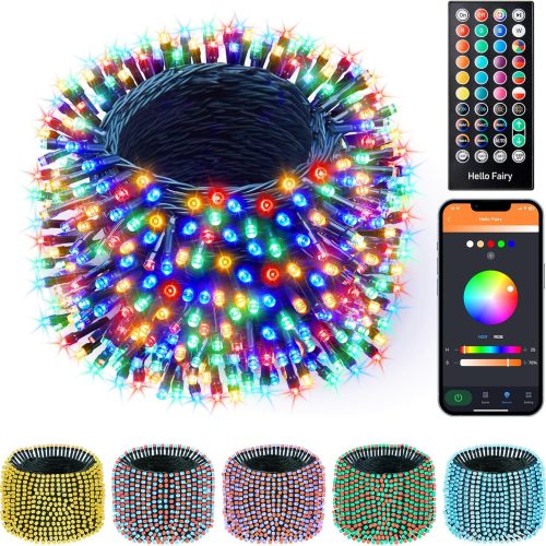 1 Color-Changing-Christmas-Lights-Outdoor, 66Ft 200 LED Smart RGB String Lights App Controlled, Dimmable Timer Twinkle Christmas Tree Lights, Xmas Tree Light Plug in for Xmas Tree Party Decor
