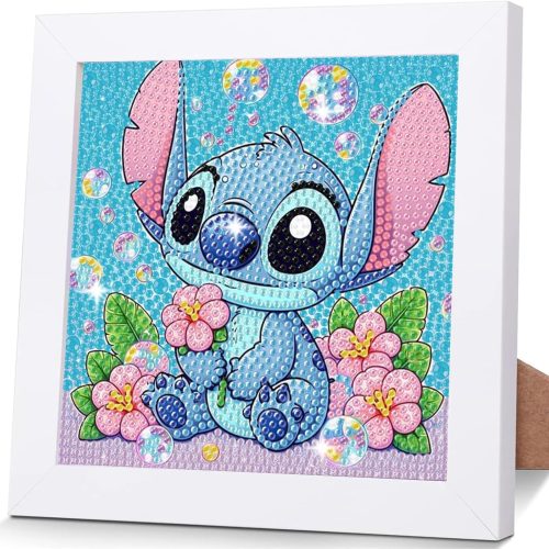 1 Diamond Art Kits for Adults Beginners, Small 5D Diamond Painting Kits with Wooden Frame, Easy DIY Cute Big Gem Kits for Cartoon Lovers Halloween Christmas Birthday Gifts, 7x7 Inch