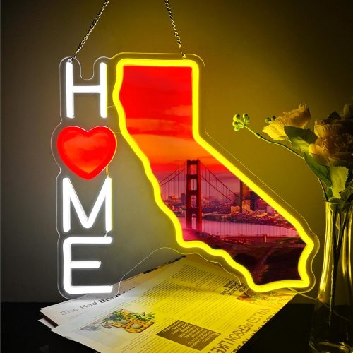 1 California Neon Signs with Golden Gate Bridge California LED Neon Lights Signs for Bedroom Man Cave Bar Restaurant Wall Art Unique Christmas Birthday Party Decoration
