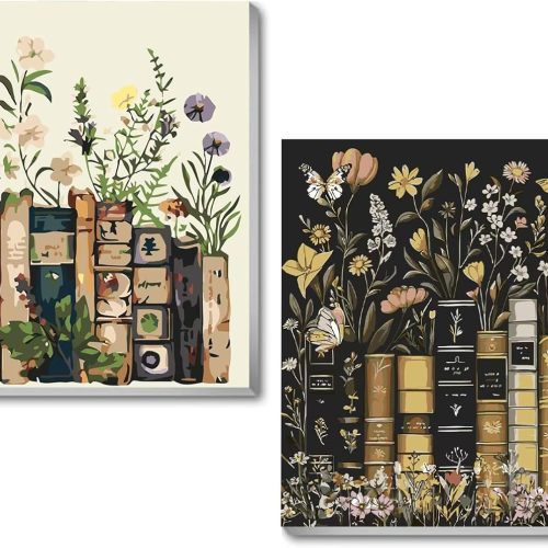 1 eimivrc 2 Pack Paint by Numbers Kit for Adults Framed,Paint by Numbers for Adults Beginner,DIY Acrylic Oil Painting for Home Wall Decor(25x25cm)