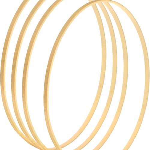 1 PATIKIL 13 Inch Wooden Bamboo Floral Hoop, 4Pack Craft Rings for DIY Wedding Wreath Decor, Dream Catcher and Hanging Crafts