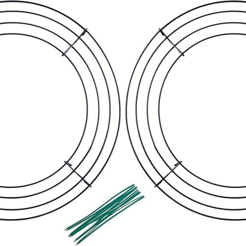 1 2-Pack 10 Inch Wire Wreath Frame – Round Metal Wreath Form with Ring Design for DIY Crafts, Floral Projects, and Home Decor – Dark Green Wire Frame for Christmas Holiday & Weddings