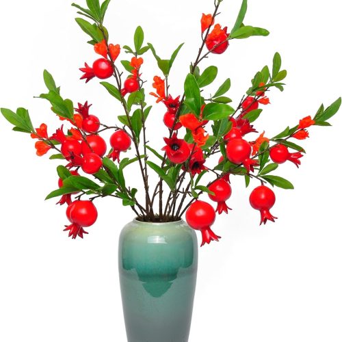 1 3pcs Artificial Pomegranate Fruit Flowers 37 inch lifelike handmade pomegranate. Pomegranate for decoration.simulated flower.artificial fruit.suitable for home.office.festival.Flower Decoration