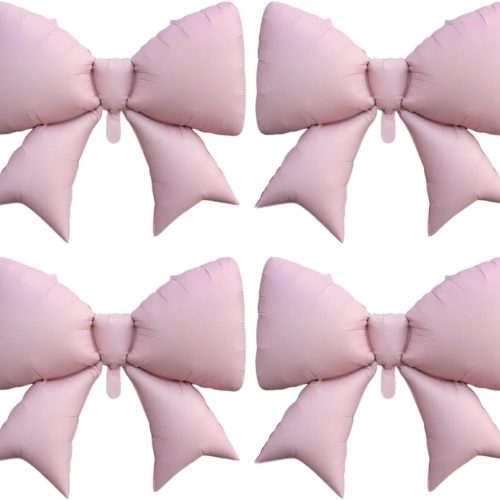 1 Giant Pink Bow foil Balloon, Coquette Party Girls Birthday Baby Shower Bridal Engagement Wedding Decorations Party Supplies (35.5inch 4PCS)