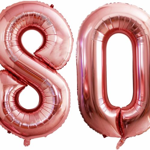 1 Number 80 Balloons for 80th Birthday Party Decorations,42 Inch Jumbo Foil Helium Balloons for 80th Anniversary (Rose Gold)